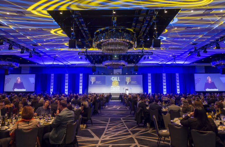 Gala event with a stage and seated guests